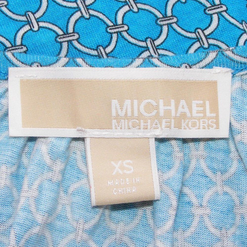 MICHAEL KORS Blouse/Top, XS, LOGO, Blue Interlinked Chains print, MK - Picture 8 of 11